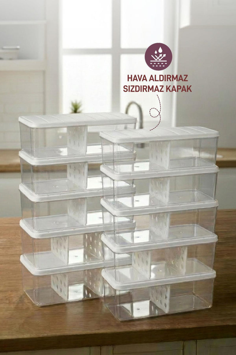 10 Adet 2 Lt. Nora Bölmeli Organizer Buzdolabı Buzluk Düzenleyici Saklama Kabı - Selka Home | Şık tasarımlar akıllı çözümler