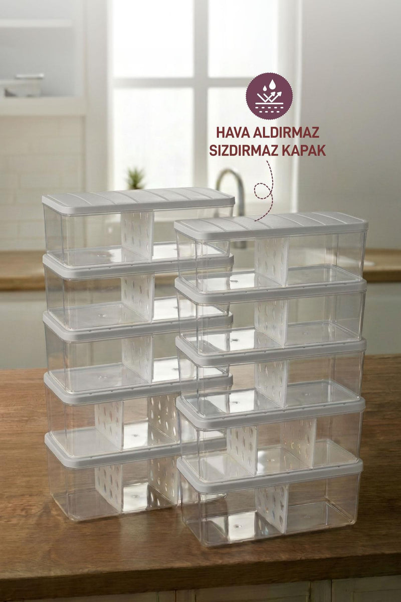 10 Adet 2 Lt. Nora Bölmeli Organizer Buzdolabı Buzluk Düzenleyici Saklama Kabı - Selka Home | Şık tasarımlar akıllı çözümler