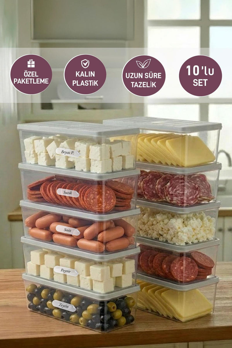 10 Adet 2 Lt. Nora Organizer Buzdolabı Buzluk Düzenleyici Saklama Kabı - Selka Home | Şık tasarımlar akıllı çözümler