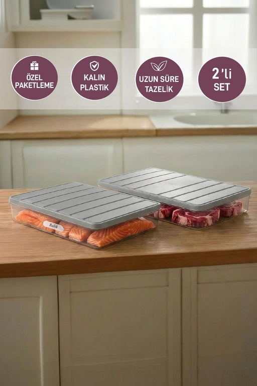 2 Adet 2,25 Lt. Nora Organizer Buzdolabı Buzluk Düzenleyici Saklama Kabı - Selka Home | Şık tasarımlar akıllı çözümler