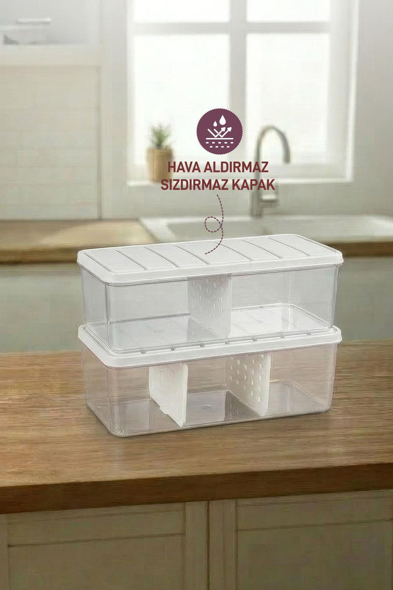 2 Adet 2 Lt. Nora Bölmeli Organizer Buzdolabı Buzluk Düzenleyici Saklama Kabı - Selka Home | Şık tasarımlar akıllı çözümler