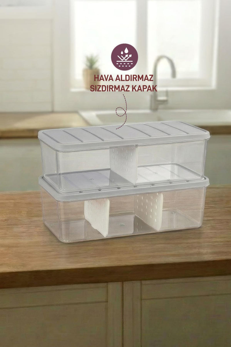 2 Adet 2 Lt. Nora Bölmeli Organizer Buzdolabı Buzluk Düzenleyici Saklama Kabı - Selka Home | Şık tasarımlar akıllı çözümler