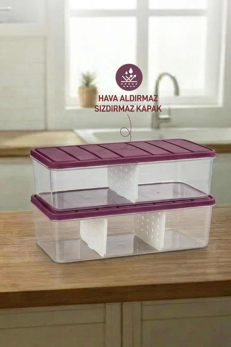 2 Adet 2 Lt. Nora Bölmeli Organizer Buzdolabı Buzluk Düzenleyici Saklama Kabı - Selka Home | Şık tasarımlar akıllı çözümler