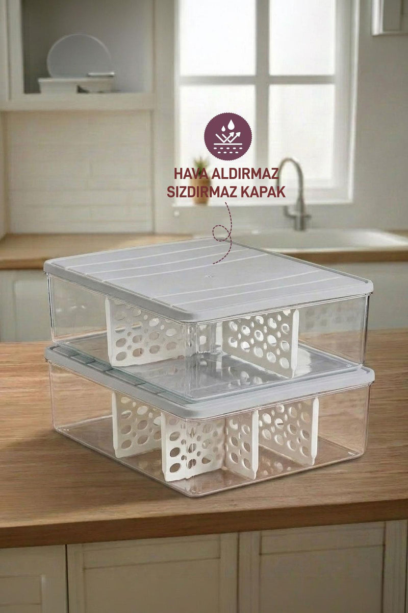 2 Adet 4 Lt. Nora Bölmeli Organizer Buzdolabı Buzluk Düzenleyici Saklama Kabı - Selka Home | Şık tasarımlar akıllı çözümler
