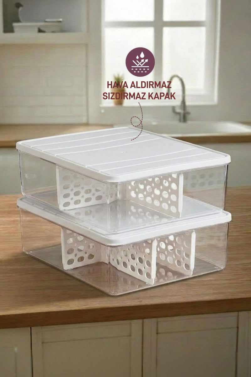 2 Adet 4 Lt. Nora Bölmeli Organizer Buzdolabı Buzluk Düzenleyici Saklama Kabı - Selka Home | Şık tasarımlar akıllı çözümler