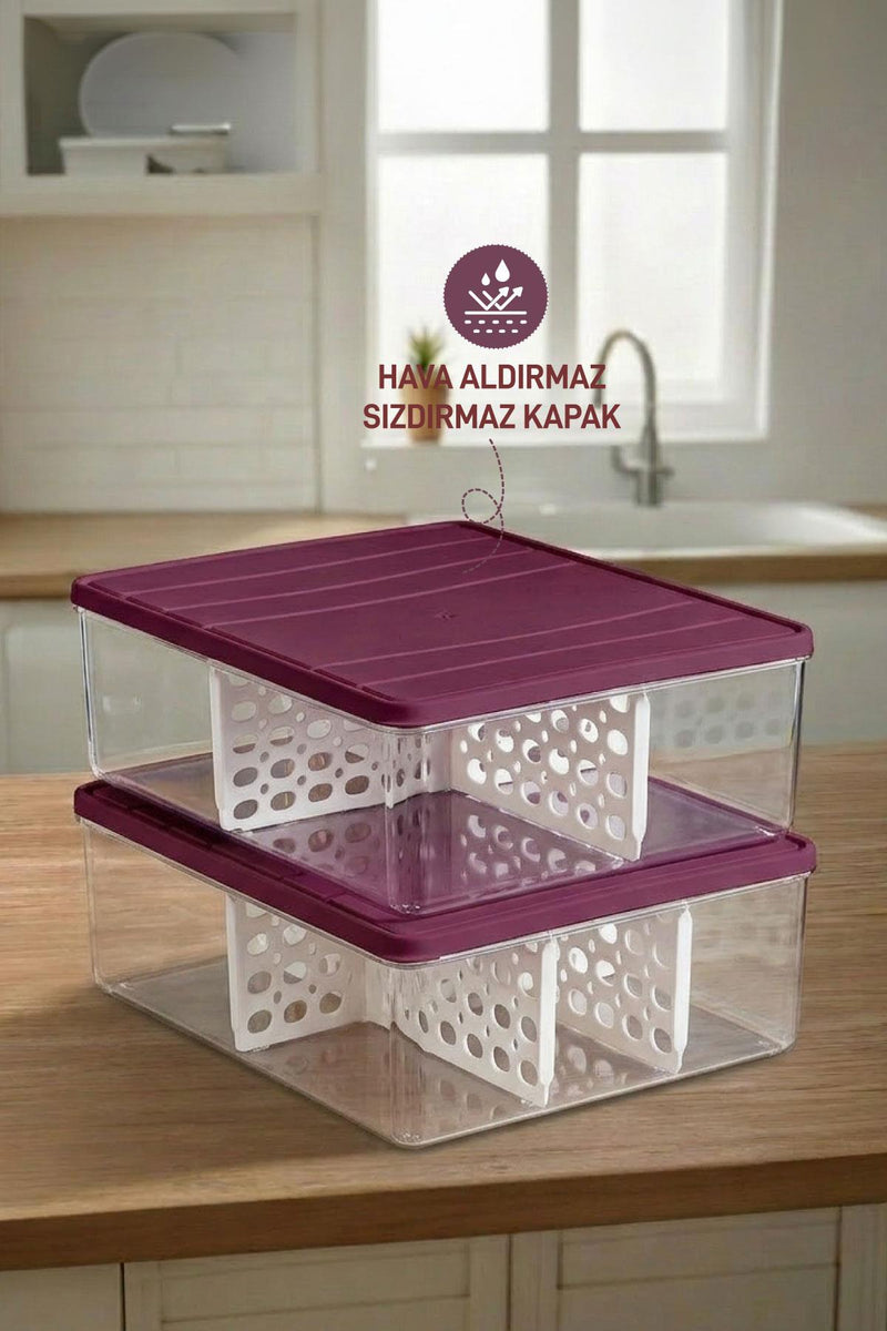 2 Adet 4 Lt. Nora Bölmeli Organizer Buzdolabı Buzluk Düzenleyici Saklama Kabı - Selka Home | Şık tasarımlar akıllı çözümler