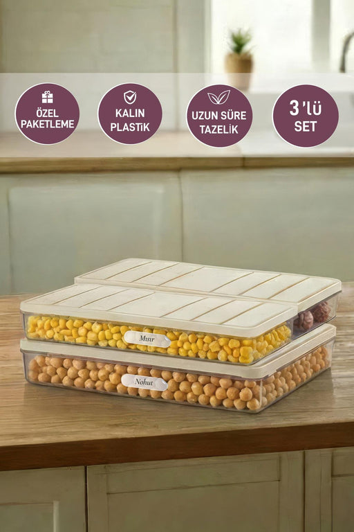 3'lü Set ( 1 Adet 2,25 2 Adet 1 Lt. ) Nora Organizer Buzdolabı Buzluk Düzenleyici Saklama Kabı - Selka Home | Şık tasarımlar akıllı çözümler