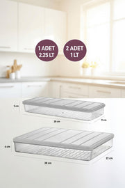 3'lü Set ( 1 Adet 2,25 2 Adet 1 Lt. ) Nora Organizer Buzdolabı Buzluk Düzenleyici Saklama Kabı - Selka Home | Şık tasarımlar akıllı çözümler