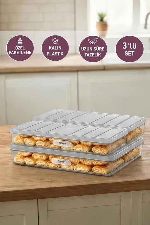 3'lü Set ( 1 Adet 2,25 2 Adet 1 Lt. ) Nora Organizer Buzdolabı Buzluk Düzenleyici Saklama Kabı - Selka Home | Şık tasarımlar akıllı çözümler