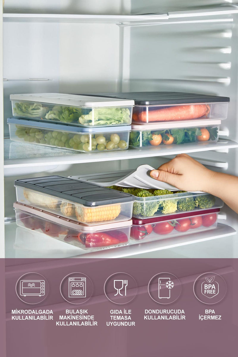 3'lü Set ( 1 Adet 2,25 2 Adet 1 Lt. ) Nora Organizer Buzdolabı Buzluk Düzenleyici Saklama Kabı - Selka Home | Şık tasarımlar akıllı çözümler