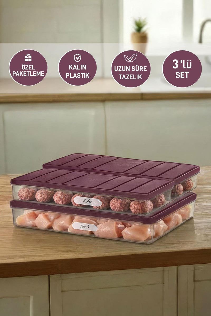 3'lü Set ( 1 Adet 2,25 2 Adet 1 Lt. ) Nora Organizer Buzdolabı Buzluk Düzenleyici Saklama Kabı - Selka Home | Şık tasarımlar akıllı çözümler