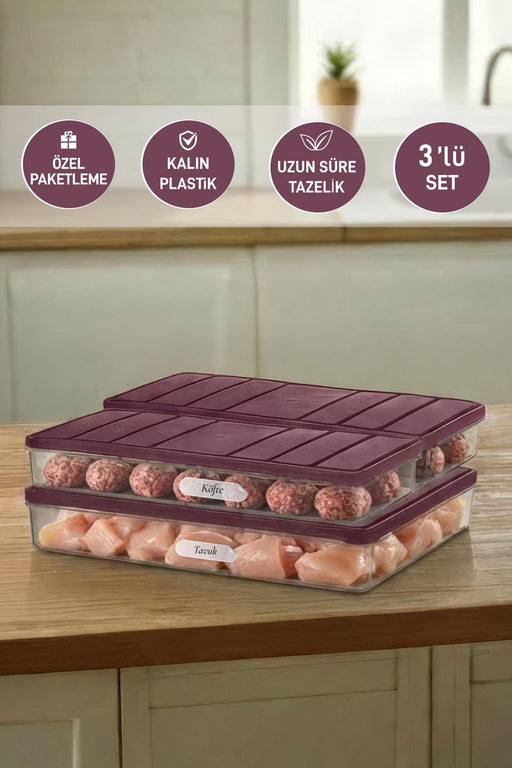 3'lü Set ( 1 Adet 2,25 2 Adet 1 Lt. ) Nora Organizer Buzdolabı Buzluk Düzenleyici Saklama Kabı - Selka Home | Şık tasarımlar akıllı çözümler