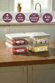 4 Adet 0.5 Lt. Nora Organizer Buzdolabı Buzluk Düzenleyici Saklama Kabı - Selka Home | Şık tasarımlar akıllı çözümler