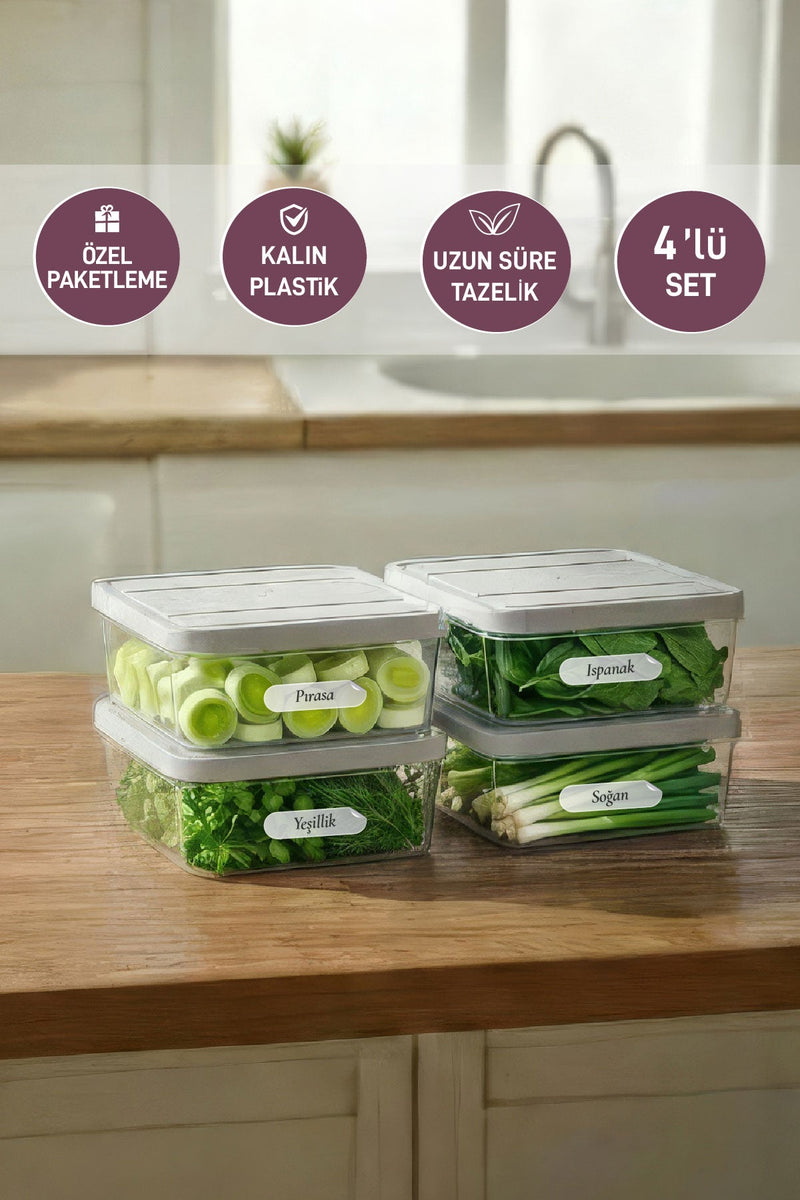 4 Adet 0.5 Lt. Nora Organizer Buzdolabı Buzluk Düzenleyici Saklama Kabı - Selka Home | Şık tasarımlar akıllı çözümler