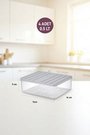4 Adet 0.5 Lt. Nora Organizer Buzdolabı Buzluk Düzenleyici Saklama Kabı - Selka Home | Şık tasarımlar akıllı çözümler