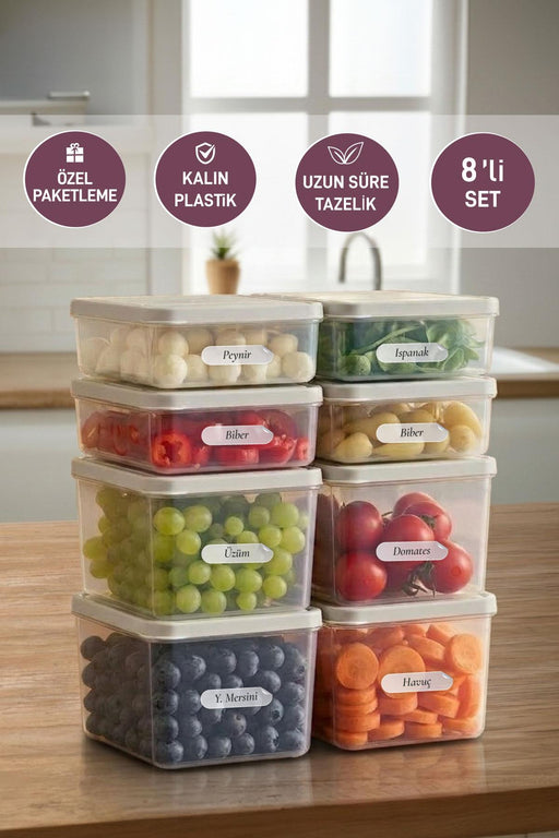 4 Adet 0.5 ve 4 Adet Derin 1 Lt. Nora Organizer Buzdolabı Buzluk Düzenleyici Saklama Kabı - Selka Home | Şık tasarımlar akıllı çözümler