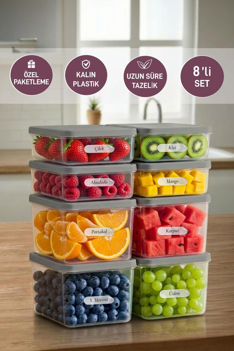 4 Adet 0.5 ve 4 Adet Derin 1 Lt. Nora Organizer Buzdolabı Buzluk Düzenleyici Saklama Kabı - Selka Home | Şık tasarımlar akıllı çözümler