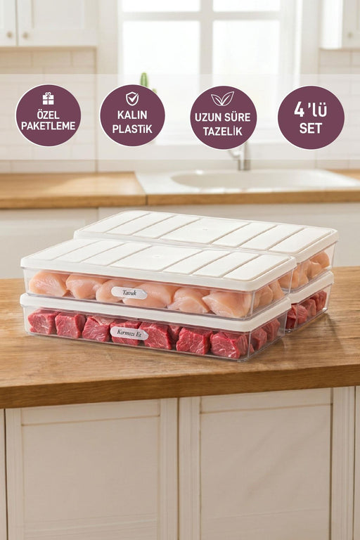 4 Adet 1 Lt. Nora Organizer Buzdolabı Buzluk Düzenleyici Saklama Kabı - Selka Home | Şık tasarımlar akıllı çözümler