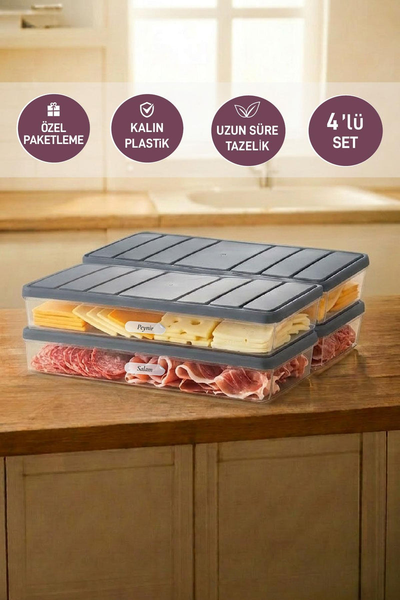 4 Adet 1 Lt. Nora Organizer Buzdolabı Buzluk Düzenleyici Saklama Kabı - Selka Home | Şık tasarımlar akıllı çözümler