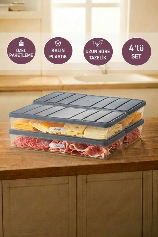 4 Adet 1 Lt. Nora Organizer Buzdolabı Buzluk Düzenleyici Saklama Kabı - Selka Home | Şık tasarımlar akıllı çözümler