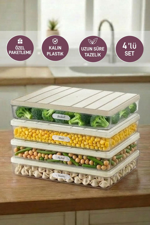 4 Adet 2,25 Lt. Nora Organizer Buzdolabı Buzluk Düzenleyici Saklama Kabı - Selka Home | Şık tasarımlar akıllı çözümler