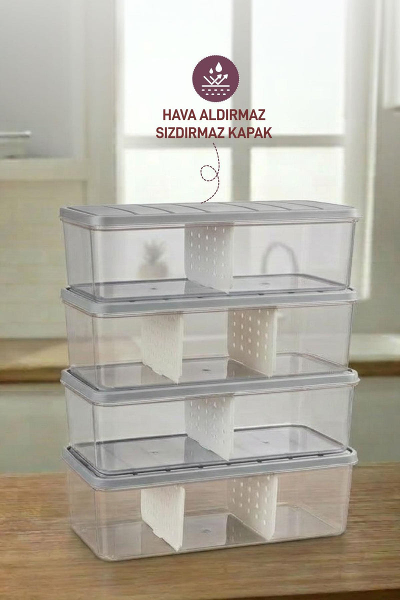 4 Adet 2 Lt. Nora Bölmeli Organizer Buzdolabı Buzluk Düzenleyici Saklama Kabı - Selka Home | Şık tasarımlar akıllı çözümler