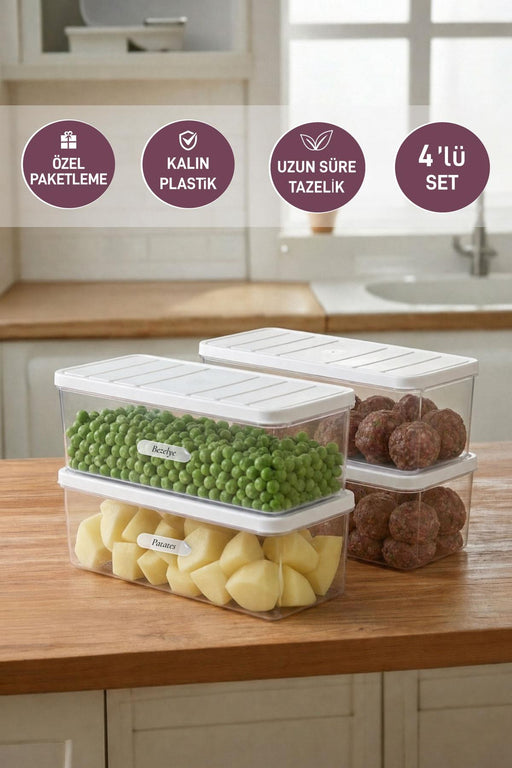 4 Adet 2 Lt. Nora Organizer Buzdolabı Buzluk Düzenleyici Saklama Kabı - Selka Home | Şık tasarımlar akıllı çözümler