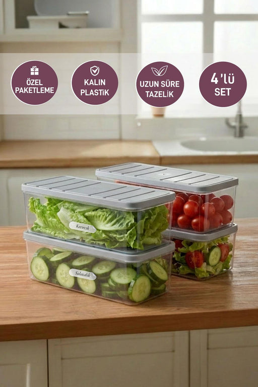 4 Adet 2 Lt. Nora Organizer Buzdolabı Buzluk Düzenleyici Saklama Kabı - Selka Home | Şık tasarımlar akıllı çözümler