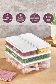 4'lü Set Nora Organizer Buzdolabı Buzluk Düzenleyici Saklama Kabı( 1 Ad. 4 Lt. 1 Ad. 2,25 Lt. 2 Ad. 1 Lt. ) - Selka Home | Şık tasarımlar akıllı çözümler
