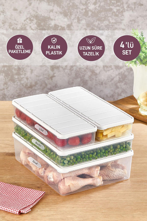 4'lü Set Nora Organizer Buzdolabı Buzluk Düzenleyici Saklama Kabı( 1 Ad. 4 Lt. 1 Ad. 2,25 Lt. 2 Ad. 1 Lt. ) - Selka Home | Şık tasarımlar akıllı çözümler