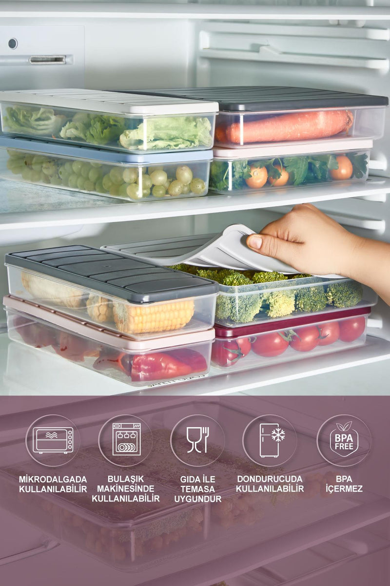 4'lü Set Nora Organizer Buzdolabı Buzluk Düzenleyici Saklama Kabı( 1 Ad. 4 Lt. 1 Ad. 2,25 Lt. 2 Ad. 1 Lt. ) - Selka Home | Şık tasarımlar akıllı çözümler