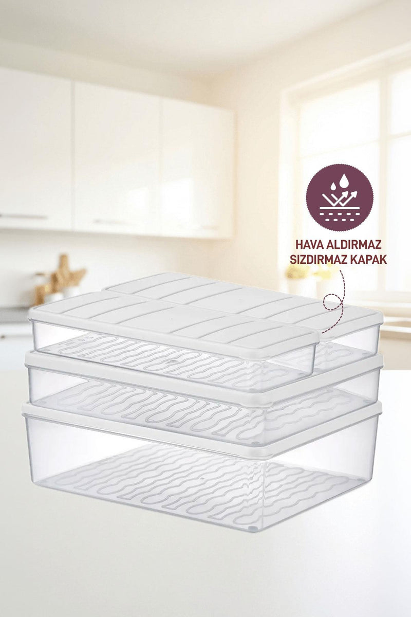 4'lü Set Nora Organizer Buzdolabı Buzluk Düzenleyici Saklama Kabı( 1 Ad. 4 Lt. 1 Ad. 2,25 Lt. 2 Ad. 1 Lt. ) - Selka Home | Şık tasarımlar akıllı çözümler