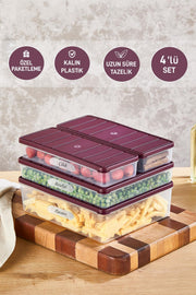 4'lü Set Nora Organizer Buzdolabı Buzluk Düzenleyici Saklama Kabı( 1 Ad. 4 Lt. 1 Ad. 2,25 Lt. 2 Ad. 1 Lt. ) - Selka Home | Şık tasarımlar akıllı çözümler