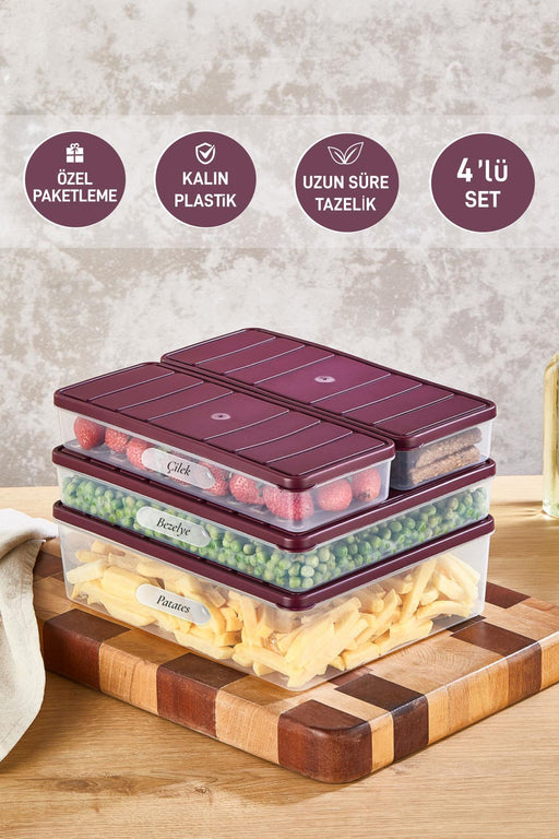 4'lü Set Nora Organizer Buzdolabı Buzluk Düzenleyici Saklama Kabı( 1 Ad. 4 Lt. 1 Ad. 2,25 Lt. 2 Ad. 1 Lt. ) - Selka Home | Şık tasarımlar akıllı çözümler