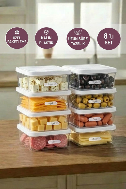 8 Adet 0.5 Lt. Nora Organizer Buzdolabı Buzluk Düzenleyici Saklama Kabı - Selka Home | Şık tasarımlar akıllı çözümler