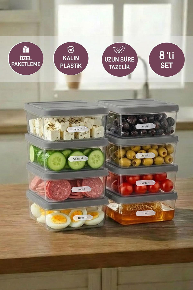 8 Adet 0.5 Lt. Nora Organizer Buzdolabı Buzluk Düzenleyici Saklama Kabı - Selka Home | Şık tasarımlar akıllı çözümler
