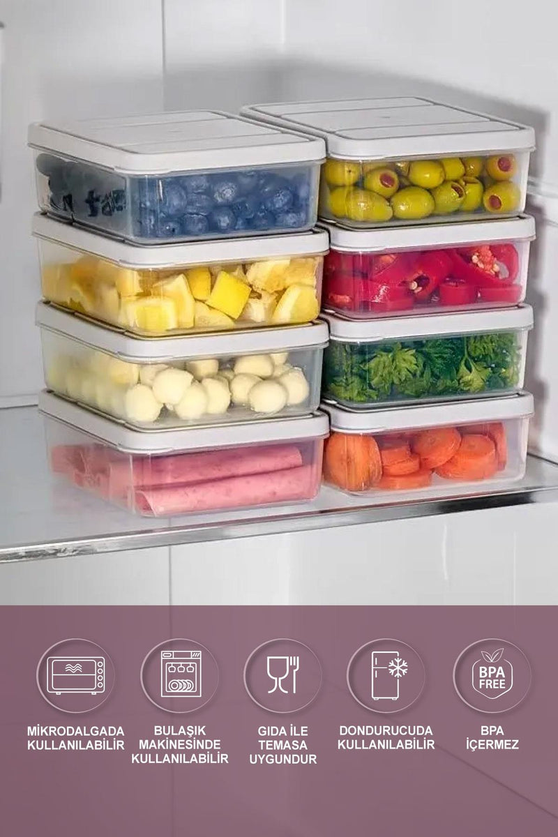8 Adet 0.5 Lt. Nora Organizer Buzdolabı Buzluk Düzenleyici Saklama Kabı - Selka Home | Şık tasarımlar akıllı çözümler