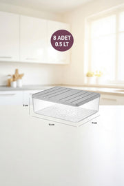 8 Adet 0.5 Lt. Nora Organizer Buzdolabı Buzluk Düzenleyici Saklama Kabı - Selka Home | Şık tasarımlar akıllı çözümler