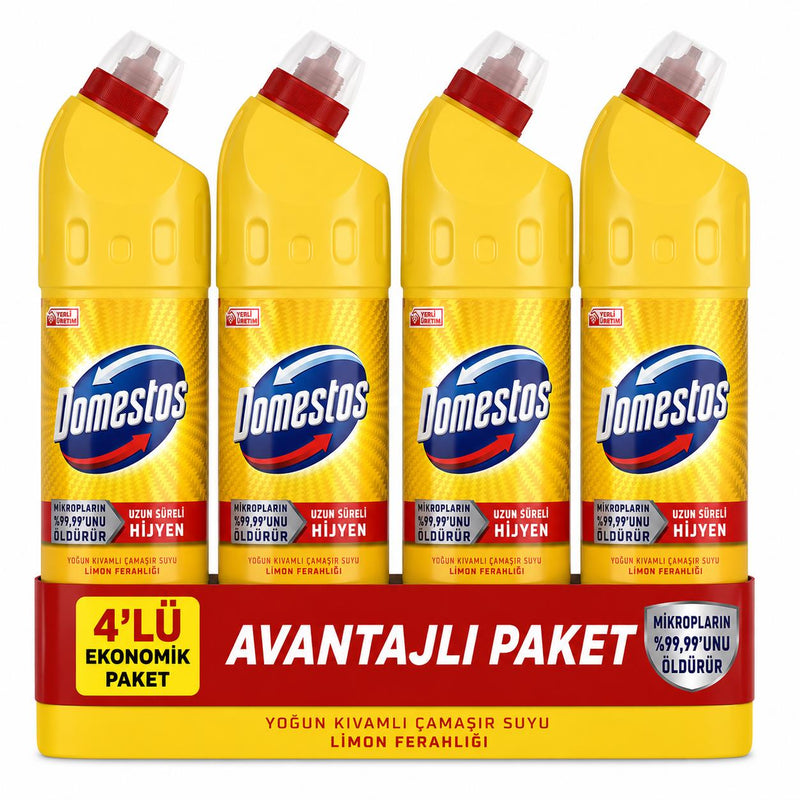 Domestos Limon Ferahlığı Yoğun Kıvamlı Çamaşır Suyu 750 ml x 4'lü Ekonomik Paket - Selka Home | Şık tasarımlar akıllı çözümler