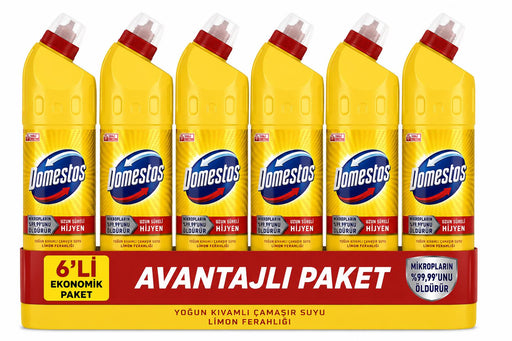 Domestos Limon Ferahlığı Yoğun Kıvamlı Çamaşır Suyu 750 ml x 6'lı Ekonomik Paket - Selka Home | Şık tasarımlar akıllı çözümler