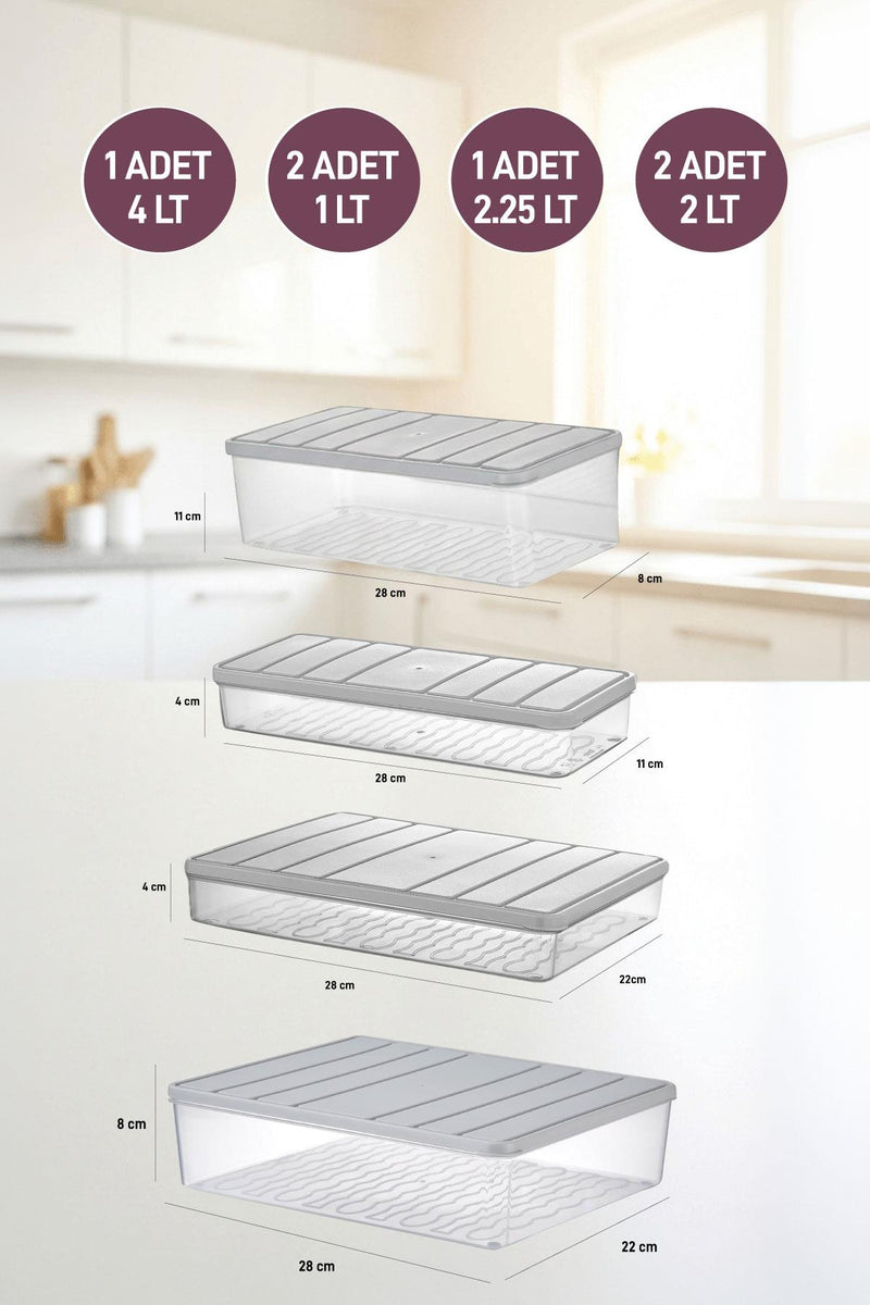 Nora Büyük Set ( 1 Adet 4 Lt. 1 Adet 2,25 2 Adet 1 Lt. 2 Adet 2 Lt. ) - Selka Home | Şık tasarımlar akıllı çözümler