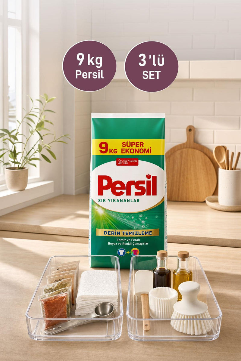 Persil Matik 9 Kg + 2'li Şeffaf Düzenleyici - Selka Home | Şık tasarımlar akıllı çözümler