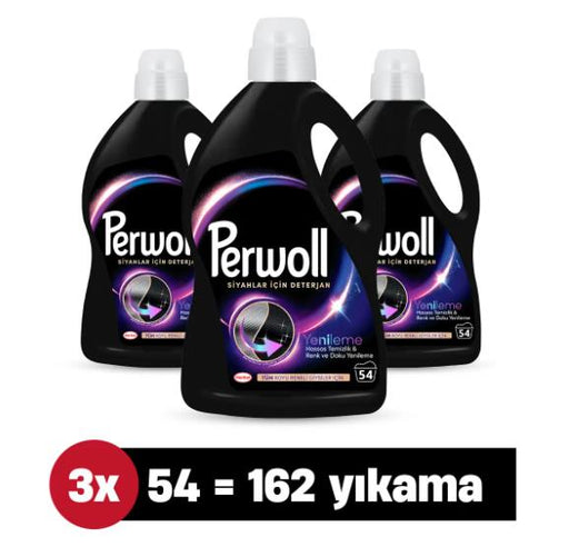 Perwoll Siyahlar ve Koyu Renkliler Yenileme & Hassas Sıvı Çamaşır Deterjanı 2.97L 3'lü Set - Selka Home | Şık tasarımlar akıllı çözümler