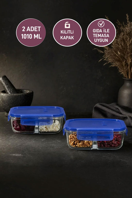 Selka Home 2 Adet Lina Bölmeli Cam Saklama - Selka Home | Şık tasarımlar akıllı çözümler