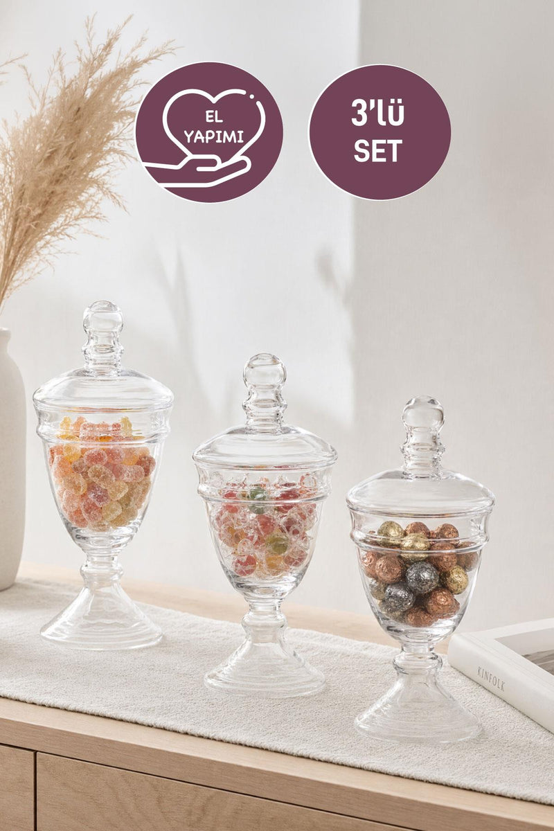 Selka Home 3 Adet Cam Şekerlik Sunumluk - Selka Home | Şık tasarımlar akıllı çözümler