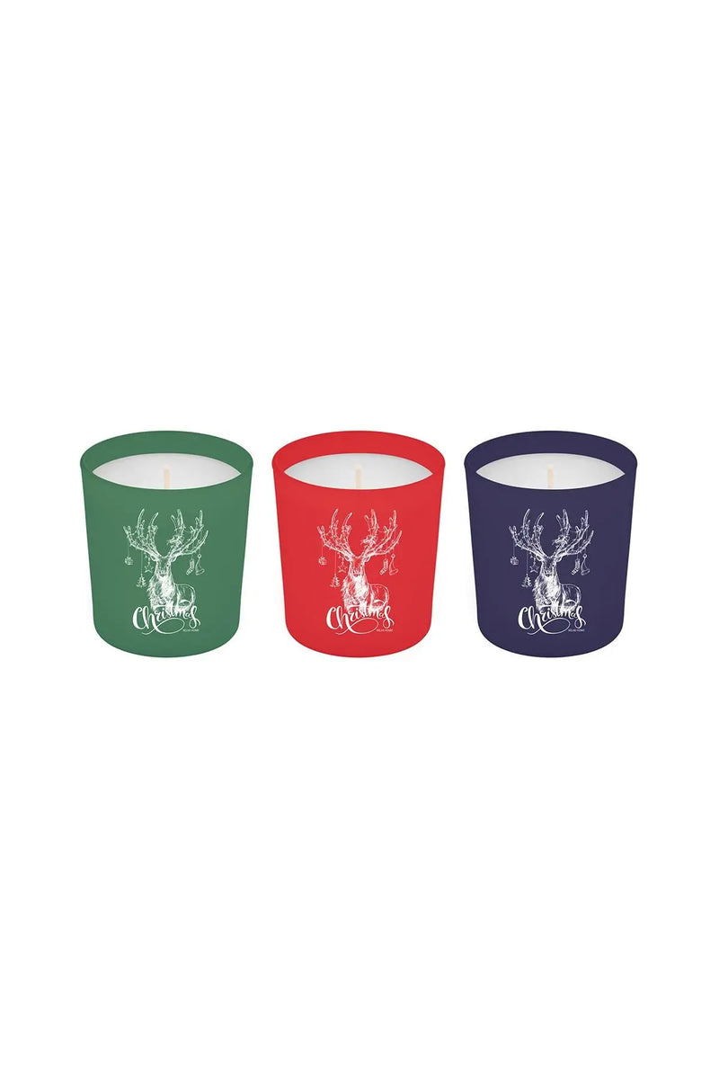 Selka Home 3'lü Christmas Geyik Tasarım Cam Kokulu Candle Mum 110 gr - Selka Home | Şık tasarımlar akıllı çözümler