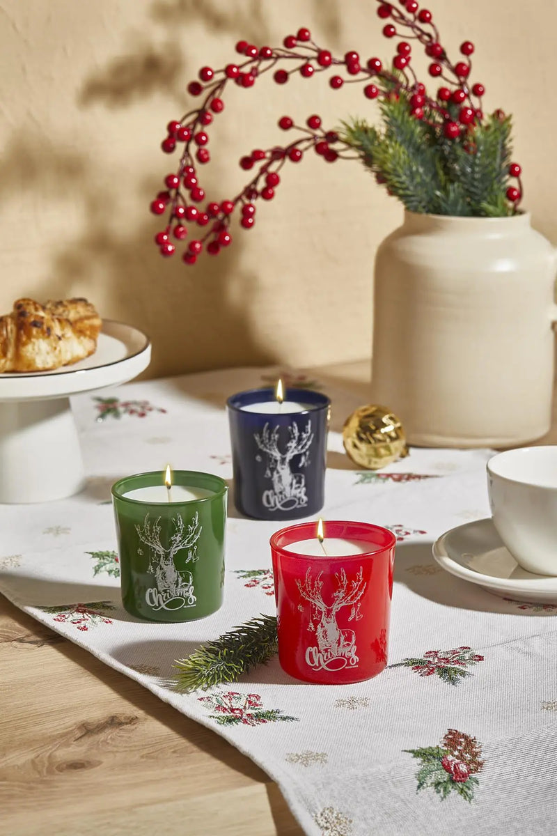 Selka Home 3'lü Christmas Geyik Tasarım Cam Kokulu Candle Mum 110 gr - Selka Home | Şık tasarımlar akıllı çözümler
