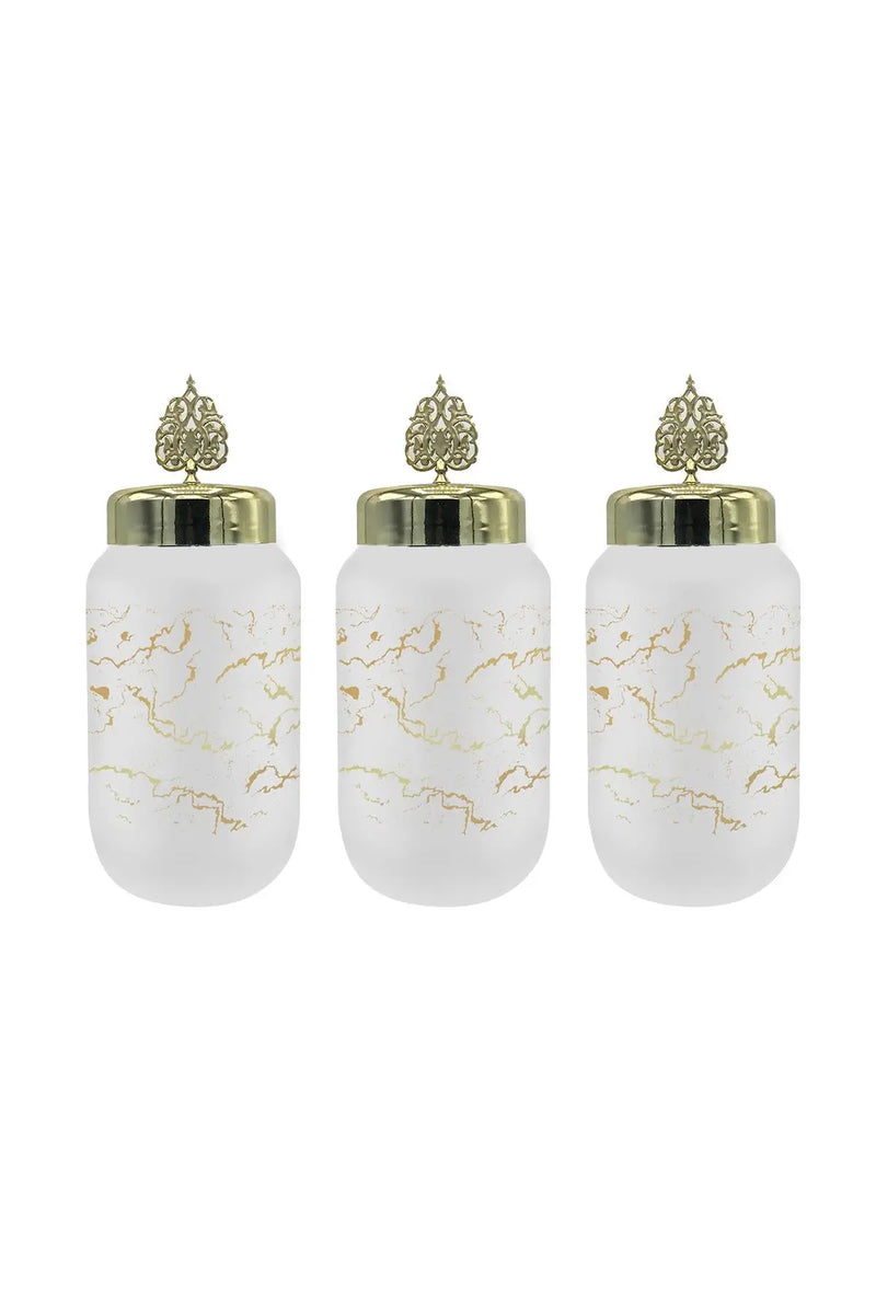 Selka Home 3'lü Kulplu Kapaklı Beyaz  Mermer Desen Kavanoz 1500 ML - Selka Home | Şık tasarımlar akıllı çözümler