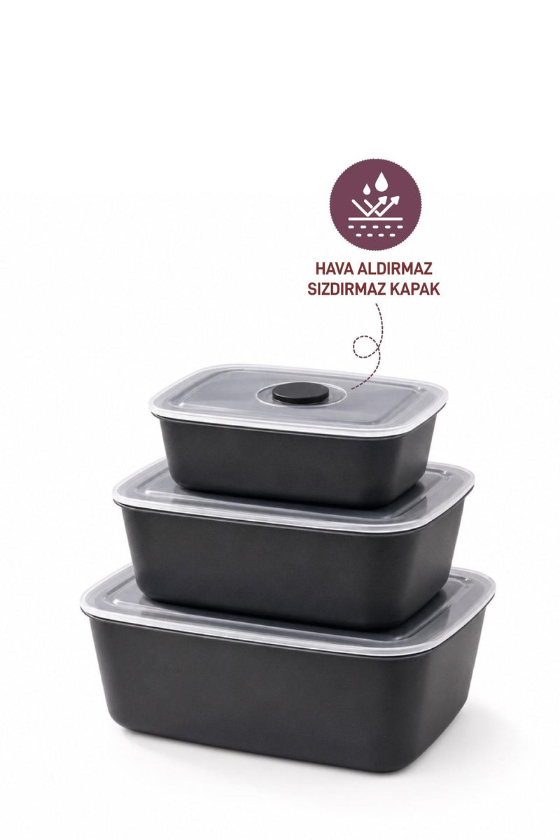 Selka Home 3'lü Vakum Kapaklı Saklama Kabı - Selka Home | Şık tasarımlar akıllı çözümler