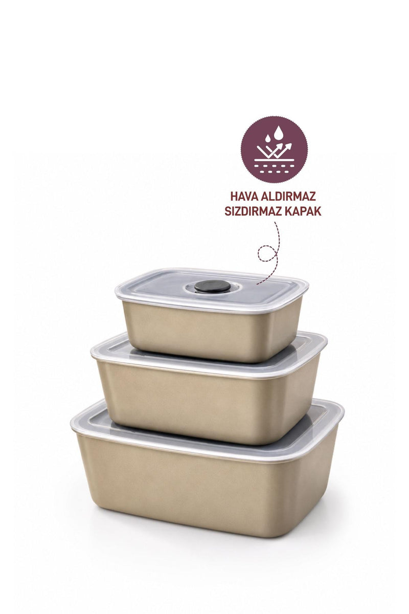 Selka Home 3'lü Vakum Kapaklı Saklama Kabı - Selka Home | Şık tasarımlar akıllı çözümler
